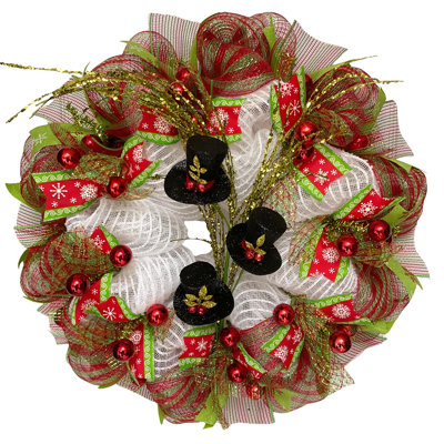 Snowman Hat Winter and Christmas Handmade Wreath