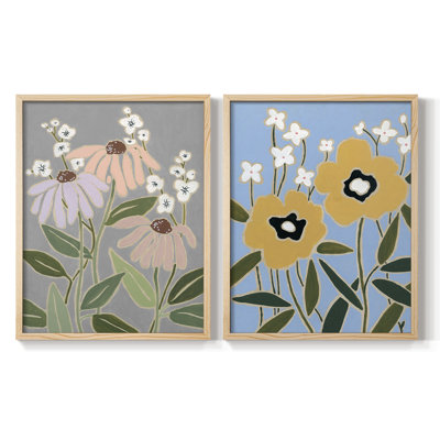 Woodblock Floral I-Premium Framed Print -Ready to Hang - No Nails Required - No Nails Required