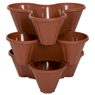 Pure Garden 3-Tier Stacking Planters, Brown