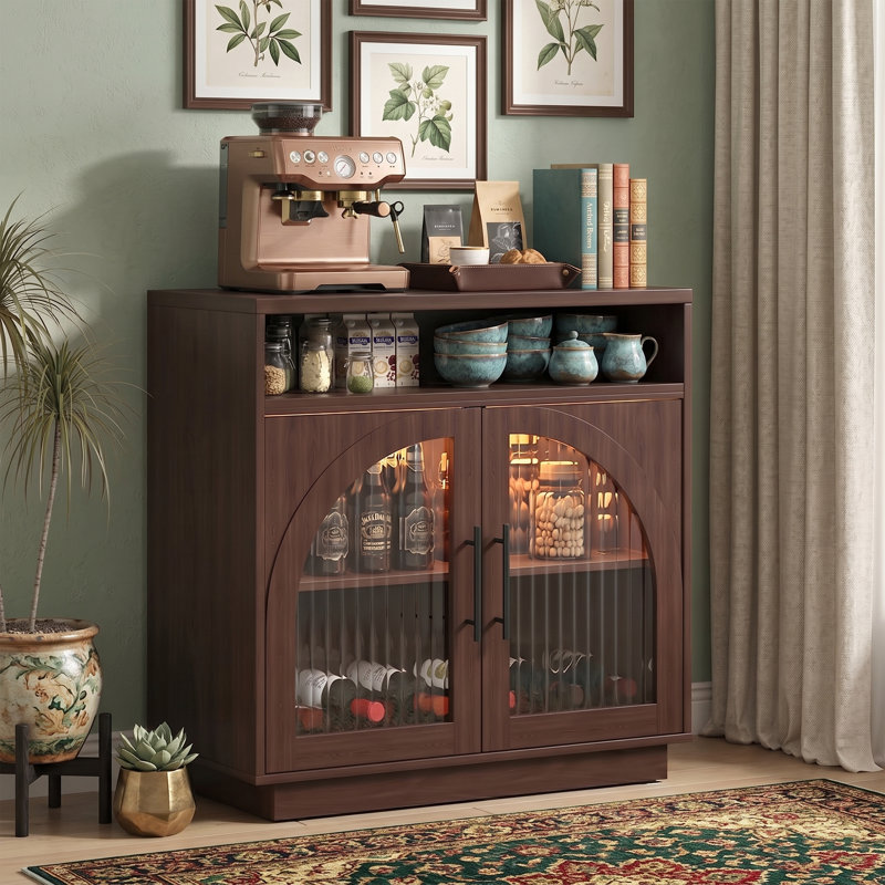 Buffet 32 "avec lumières DEL et support à vin, Brown