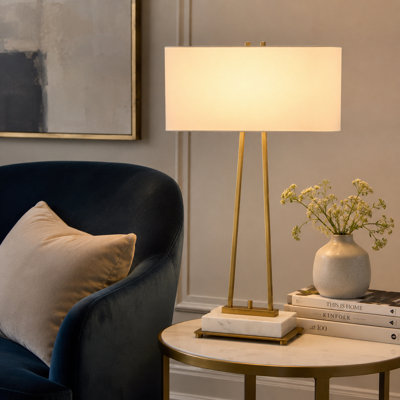 33.5" Metal Table Lamp With White Shade