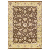 Hand Knotted Wool Area Rug in Brown And Gold