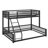 Twin XL Over Queen Floor Bunk Bed Frame Equipped With A Ladder And Safety Guardrails-50494729