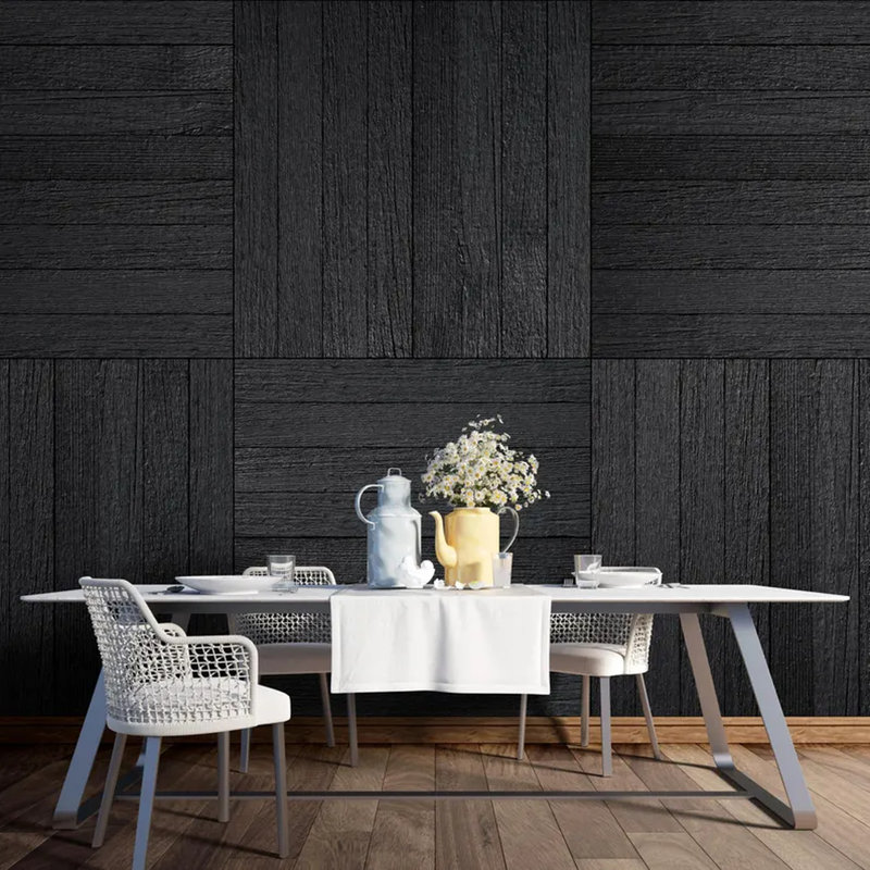 Papier peint géométrique moderne gris foncé, L 108 po x l 96 po