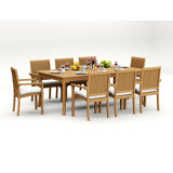 9 Pcs Grade-A Teak Wood Dining Set: 83" Rectangle Table And 8 Lua Stacking Arm Chairs #11LU1808