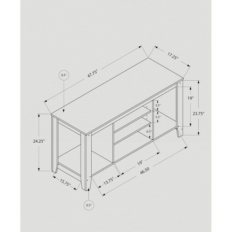 Meuble audio-vidéo 48 po, tablettes de rangement, Taupe