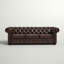 Canapé Chesterfield à accoudoirs évasés de 91,34 po avec coussins réversibles Huskins