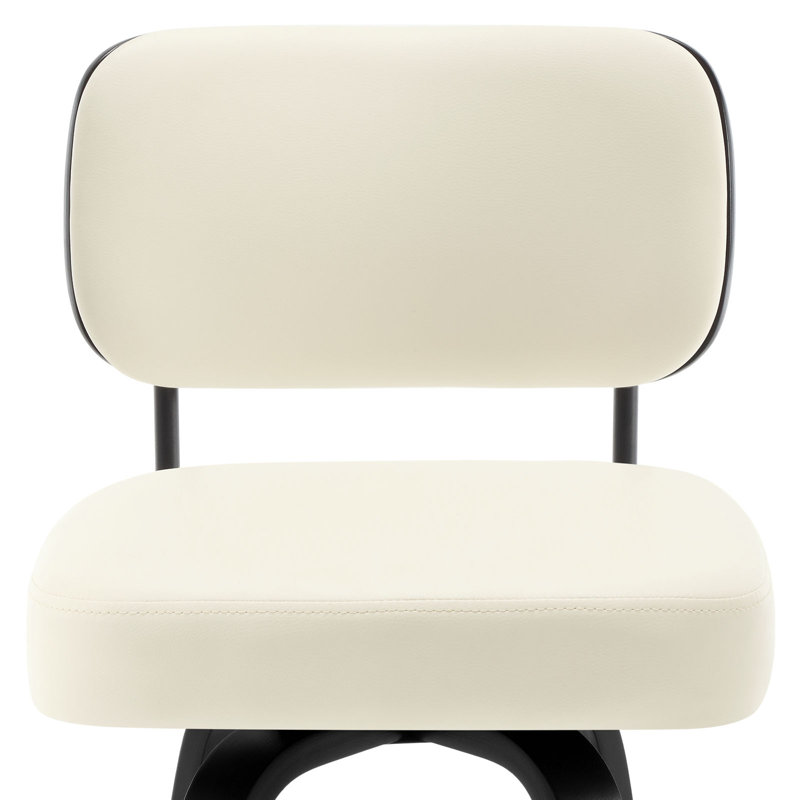 Tabouret de bar et de comptoir pivotant Cicero, Blanc, Tabouret de comptoir (siège d'une hauteur de 26 p, Noir