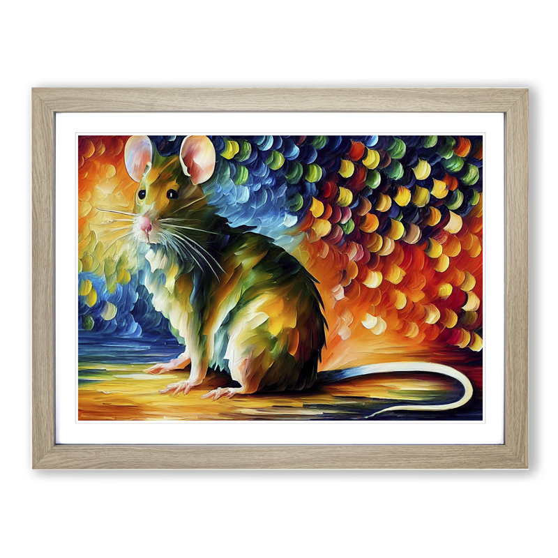 Rat Abstract - Single Picture Frame Painting, Oak, 46cm H x 64cm W x 2cm D