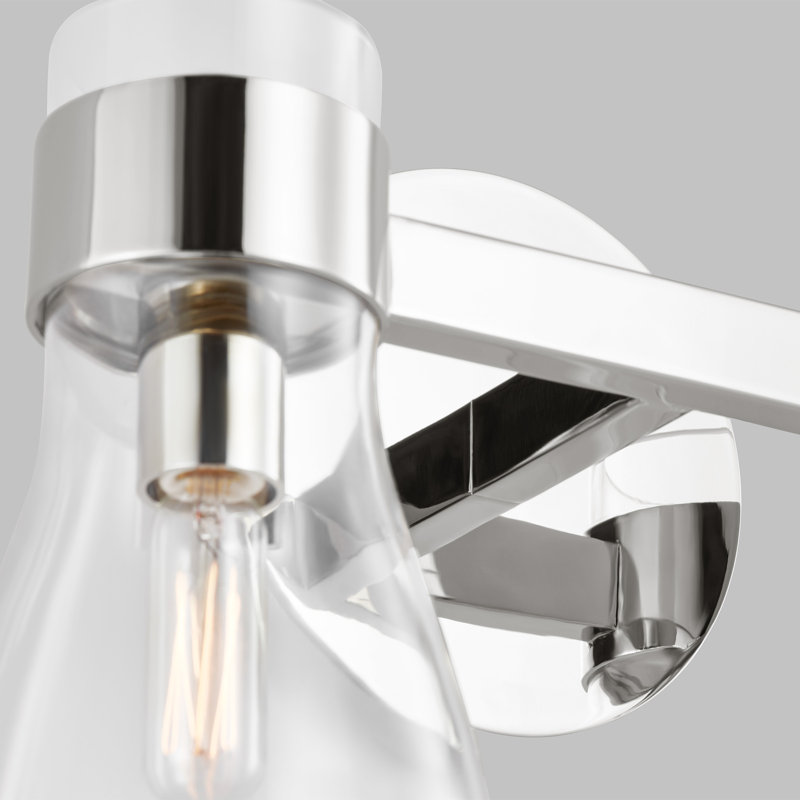 Meuble-lavabo à deux lumières Sofia par AERIN, Transparent, 2, Nickel poli