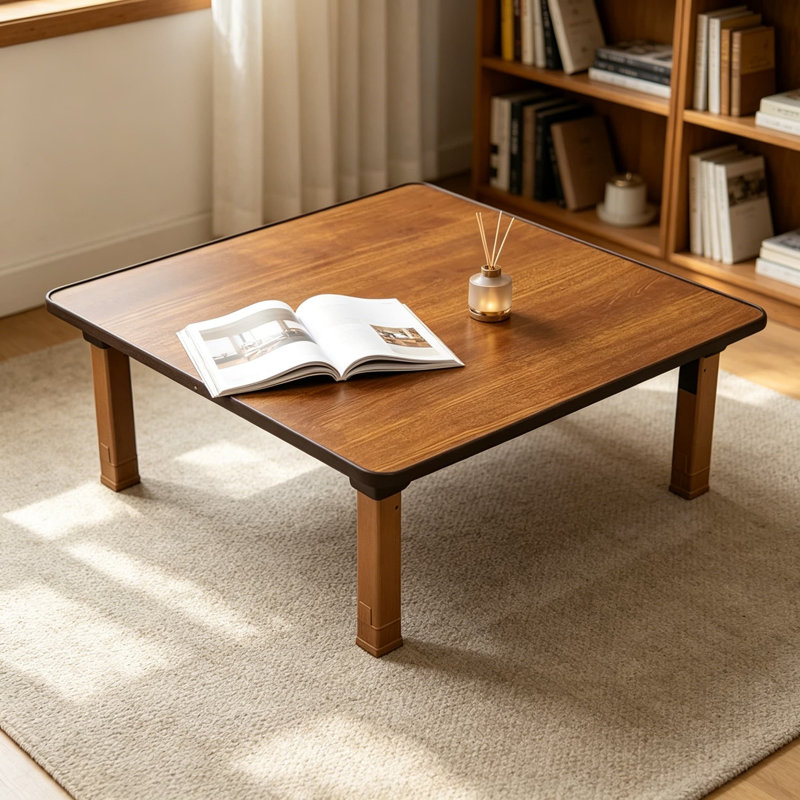 Table basse carrée pliante de style japonais, table basse pour tatami, petit bureau pour le bureau et le salon, bois aggloméré