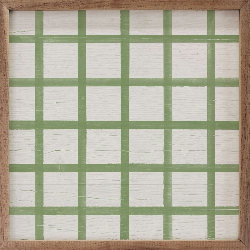 Pattern Square Green On White, 4'' H x 4'' W x 1" D