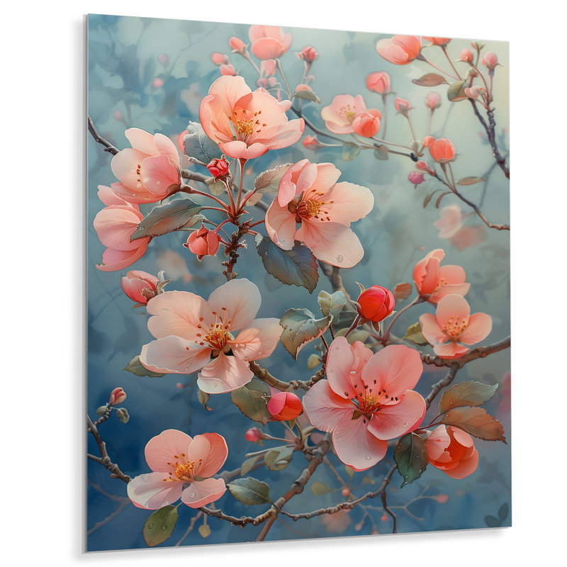  «Rose Apple Blossom Tender Bloom - Art mural de salon Apple Blossom, Sans cadre, métal, H 30 po x l 40 po