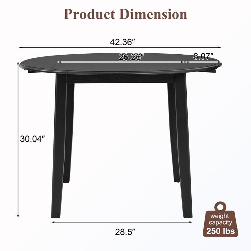 Table de salle à manger extensible, Noir