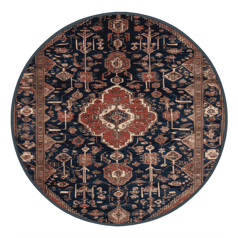 Tapis brun lavable à la machine, Rond 3 pi