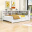 Lit de jour en bois avec ports de chargement USB, tiroirs et tablettes de rangement-342125228-342125229