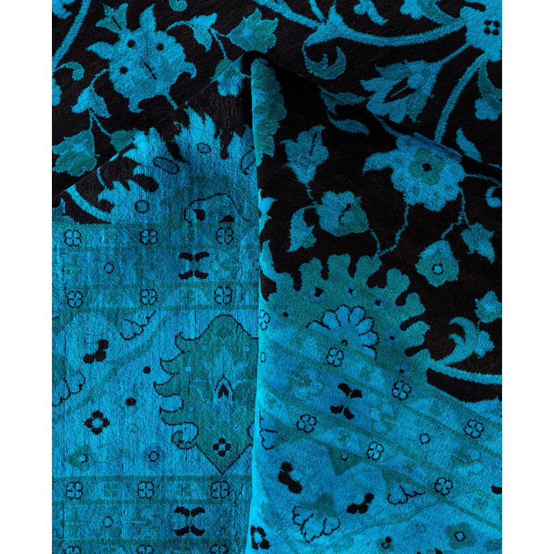 Overdyed Hand-Knotted Wool Modern-Contemporary Green Area Rug 8' 3" x 10' 4"