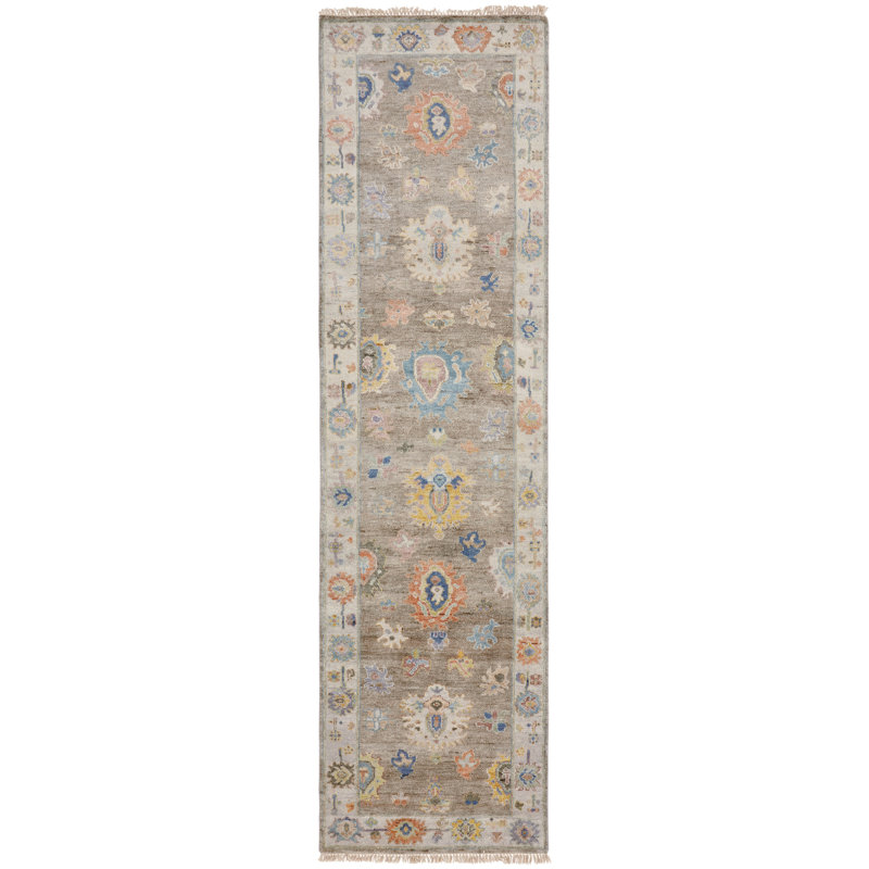 Colorburst Oushak Handmade Wool Floral and Oriental Area Rug, Runner 2'6" x 10'