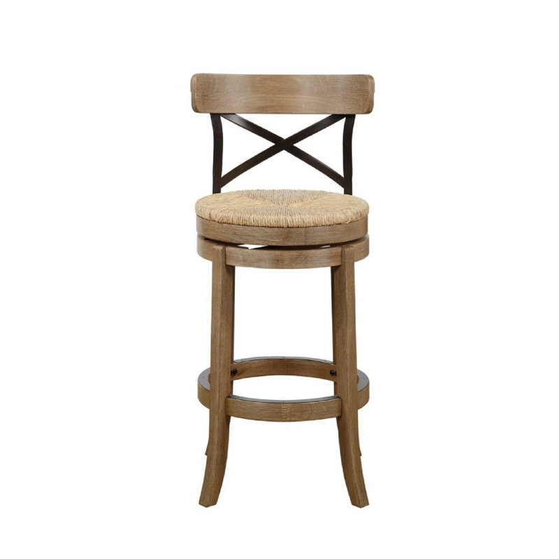 Tosha Swivel Wicker Counter Stool with Solid Wood Frame, Wheat Wire-Brush, Bar Stool (29” Seat Height)