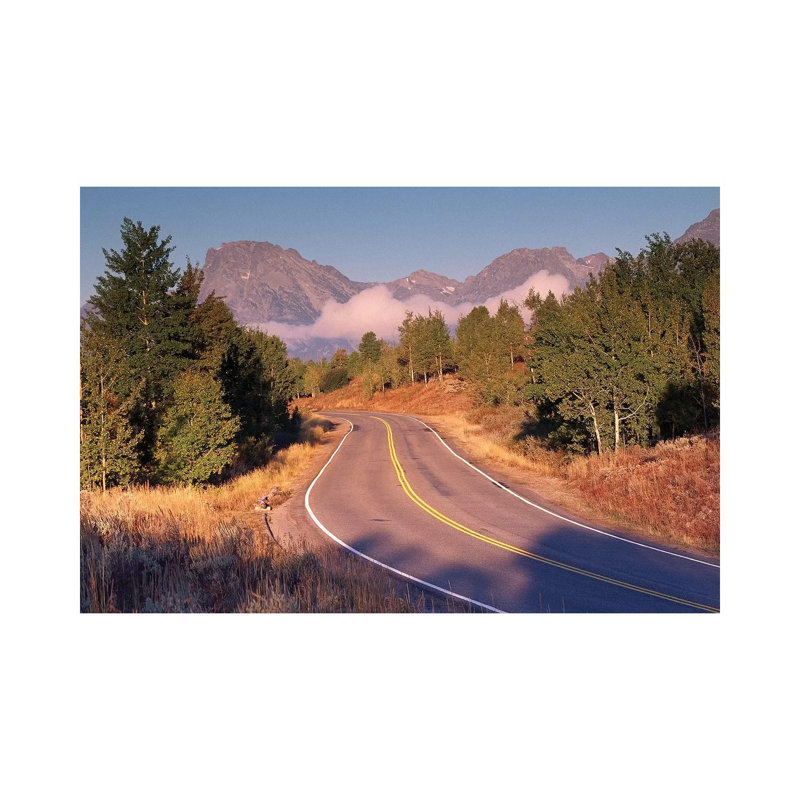 Highway And Mt Moran, Grand Teton National Park, Wyoming by Tim Fitzharris - Wrapped Canvas Gallery-Wrapped Canvas Giclée