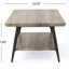Table basse grise de style Mid-Century avec tablette de rangement supplémentaire