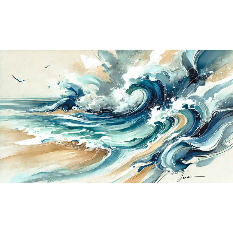 «Ethereal Waves», art mural sur toile abstraite, H 24 po x l 42 po