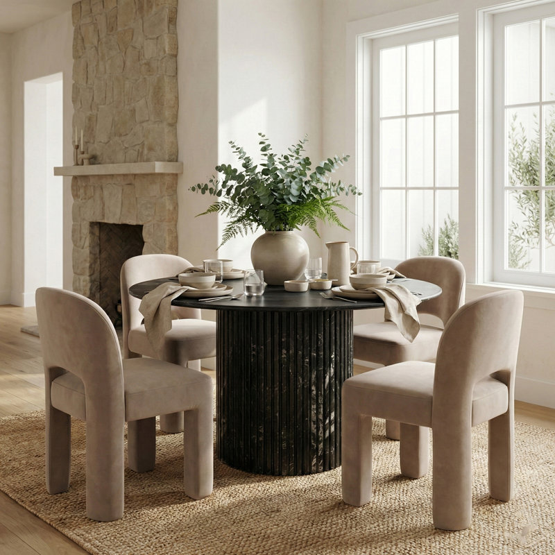 Chaise rembourrée Celine, Velours taupe