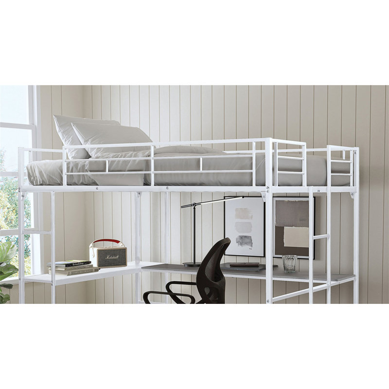 Lit mezzanine double de style contemporain avec deux échelles et structure en métal