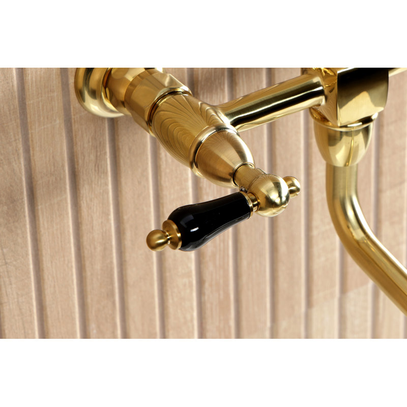 Kingston Brass Duchess Two-Handle 2-Hole Wall Mount Bathroom Faucet, Brushed Brass