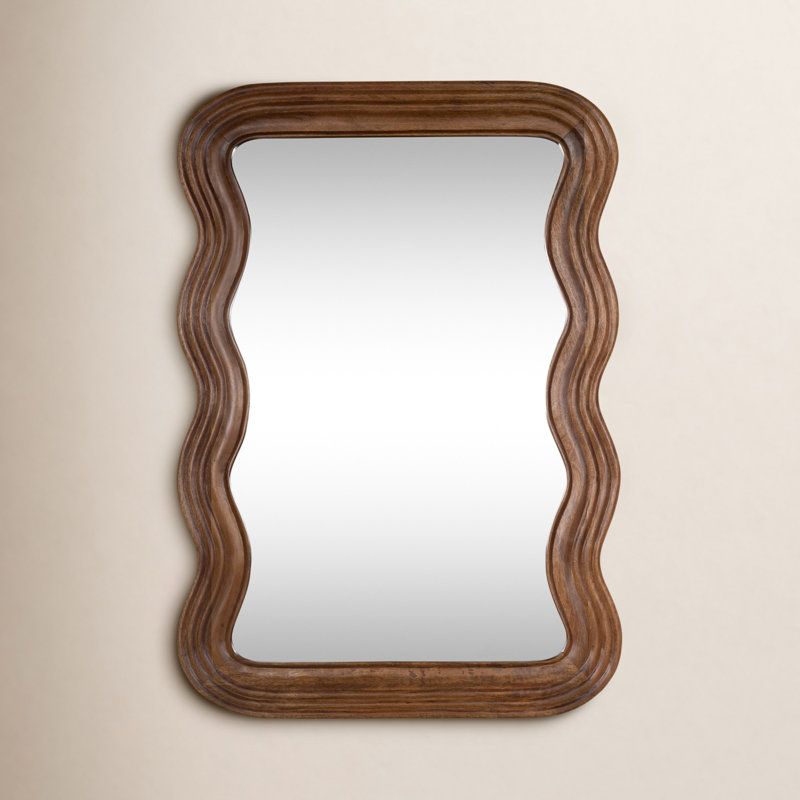 Axinia Wavy Manufactured Wood Accent Mirror, Brown