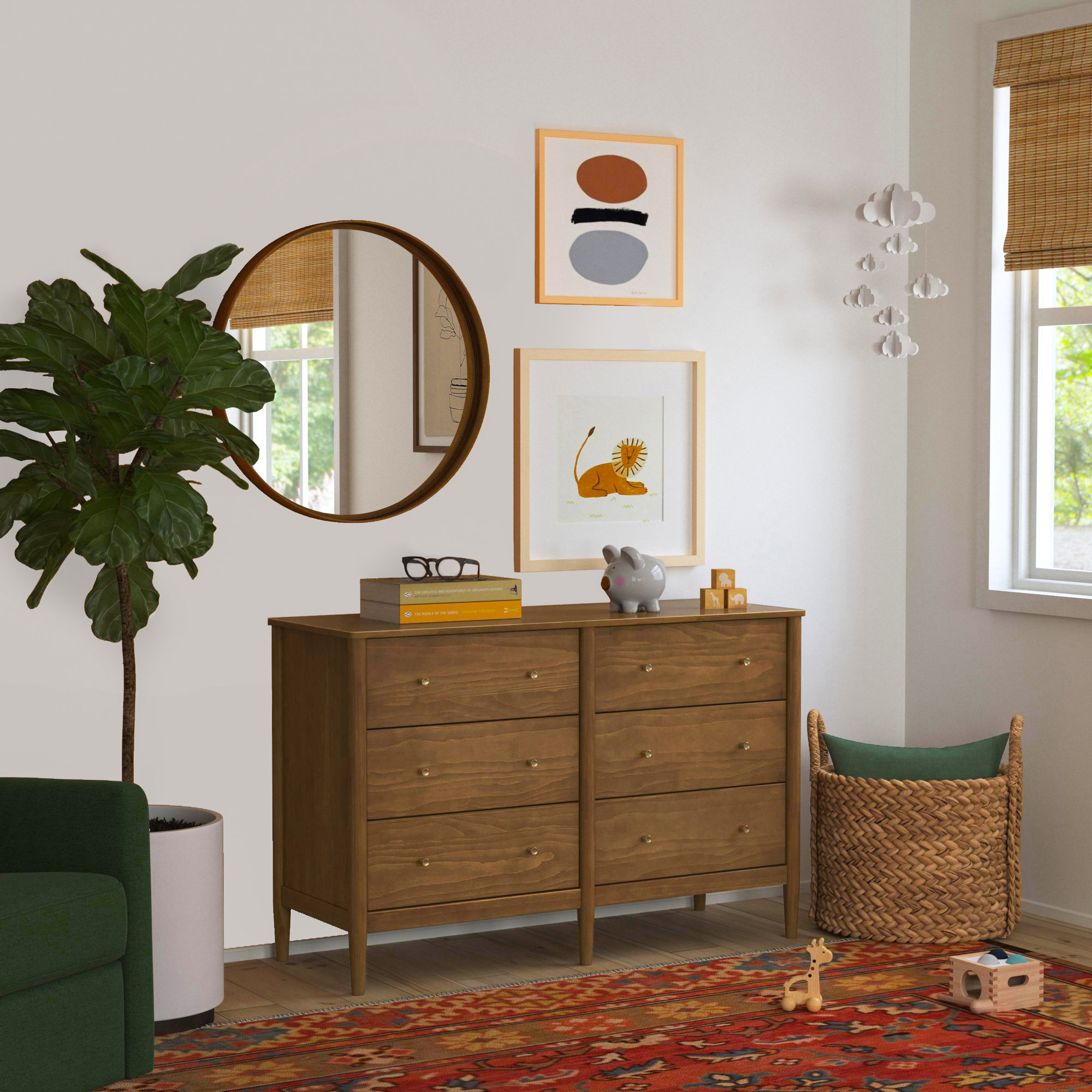 Frem 6-Drawer Dresser, Brown
