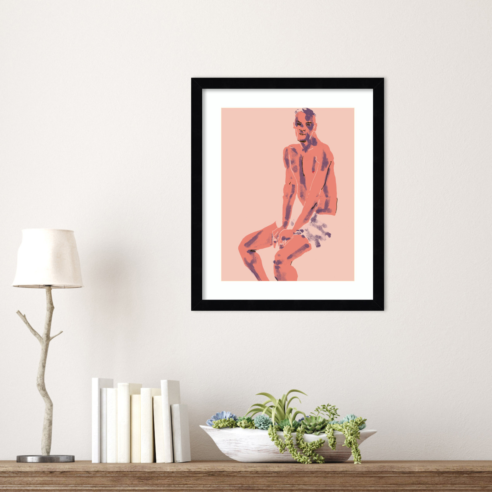 Olender "A Man Posing" Print, 17" H x 14" W, Black