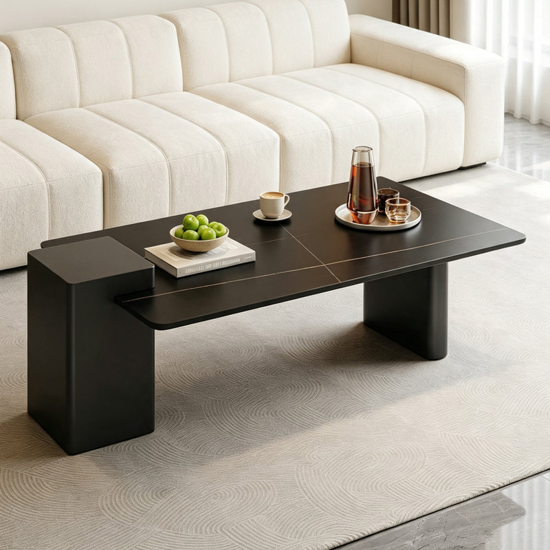 Fortin, H 17,71 po x l 62,99 po x P 27,55 po, Noir / or / arrière, Marbre