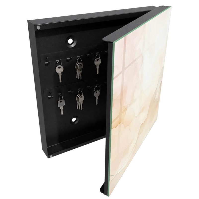 Key box for home, Opens to the left, 30x30x5, White, Subtle pastel blurs with a watercolor effect, 
