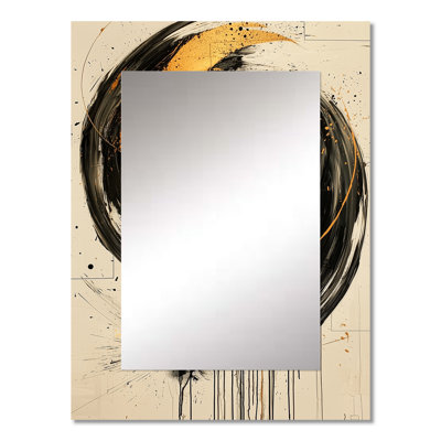 Abstract Circle In Gold And Grey Tones I - Abstract Shapes Unique Mirror, Gold Large Wall Mirror, Printed Metal Art