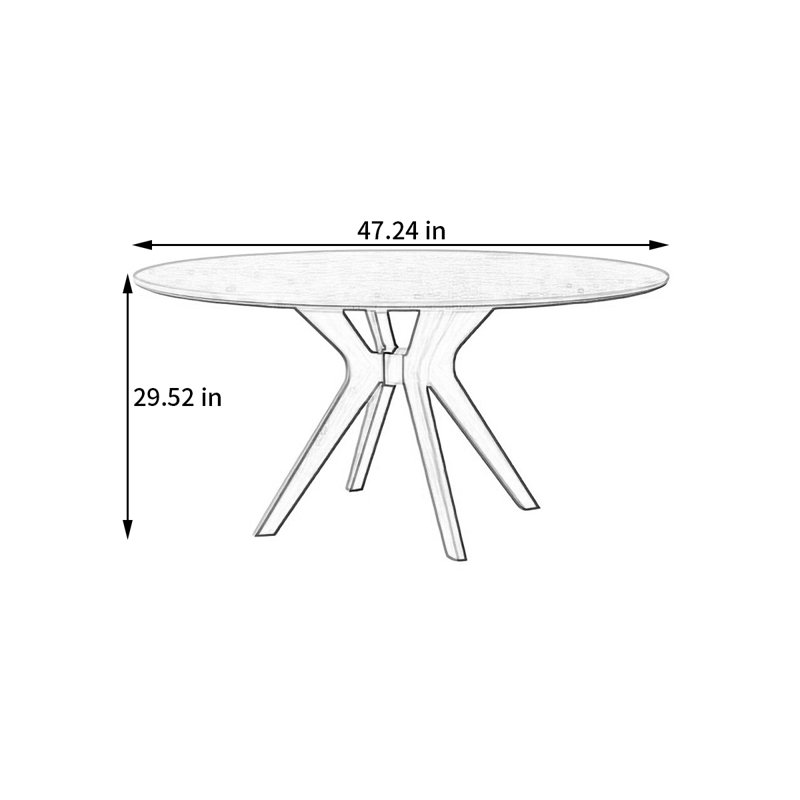 Table de salle à manger Wabi Sabi, H 29,52 po x L 47,24 po x l 47,24 po