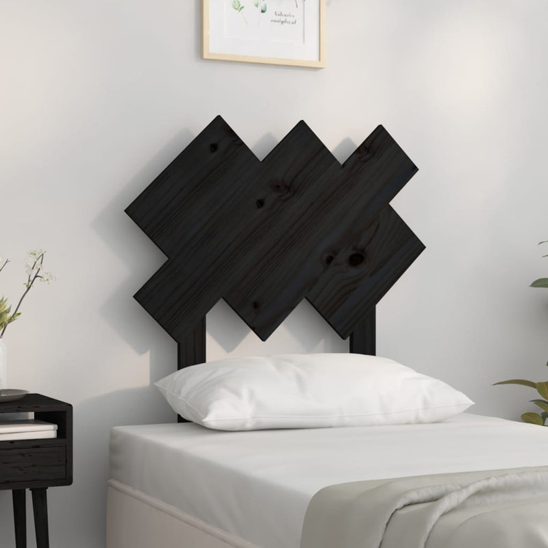 Leangelo Solid Wood Headboard, 72.5 x 81 cm, Black