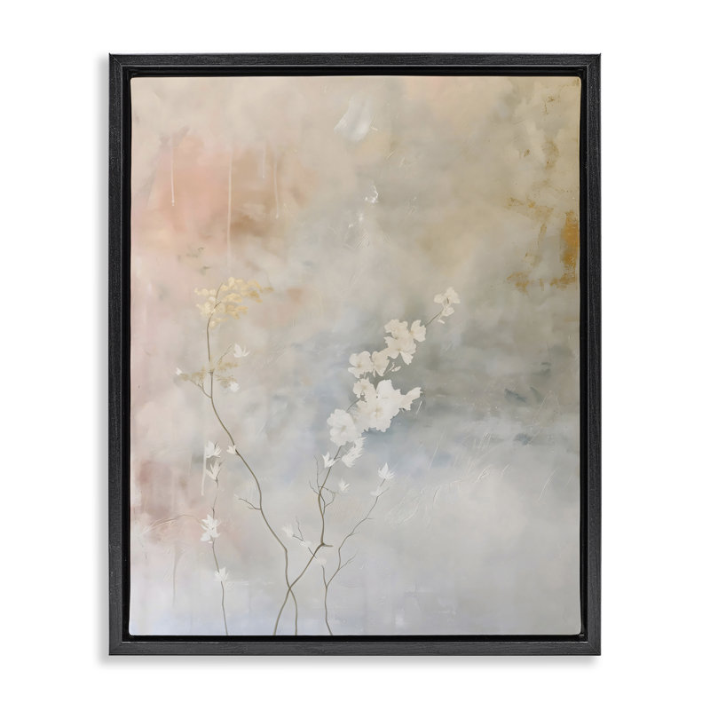 Pastel Blossom Abstract Floral Floating Frame, design by Creative Studio, Jet Black Floater Frame, 21" H x 17" W