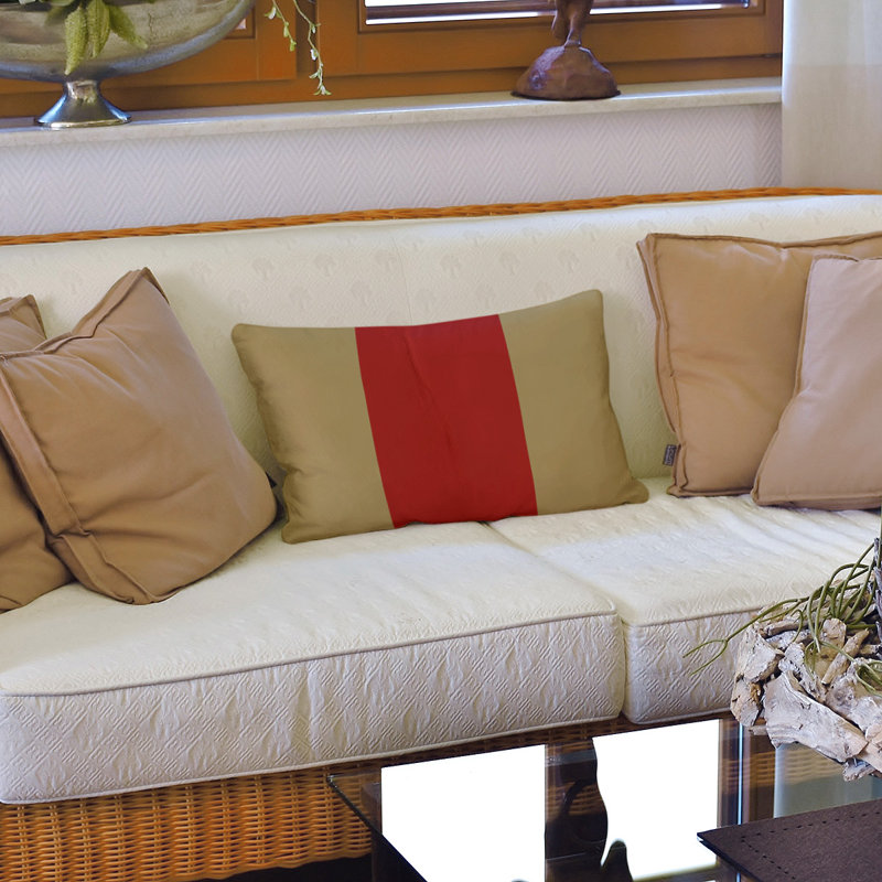 Housse de coussin lombaire Atlanta, San Francisco, Brun clair / Rouge