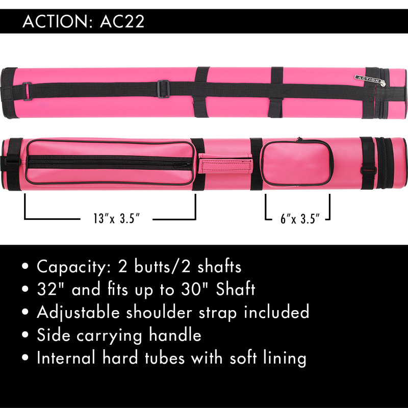 2x2 Oval Hard Pool Cue Case, Pink