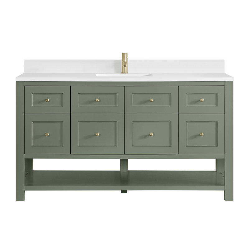Breckenridge 60'' W Single Vanity, Smokey Celadon, White Zeus, Single Hole