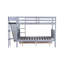 Twin Over Full Bunk Bed With 2 Drawers, Slide, Shelves, Ladder, Rubber Wood Bunk Bed With Slide, Drawers,Grey-1673640642