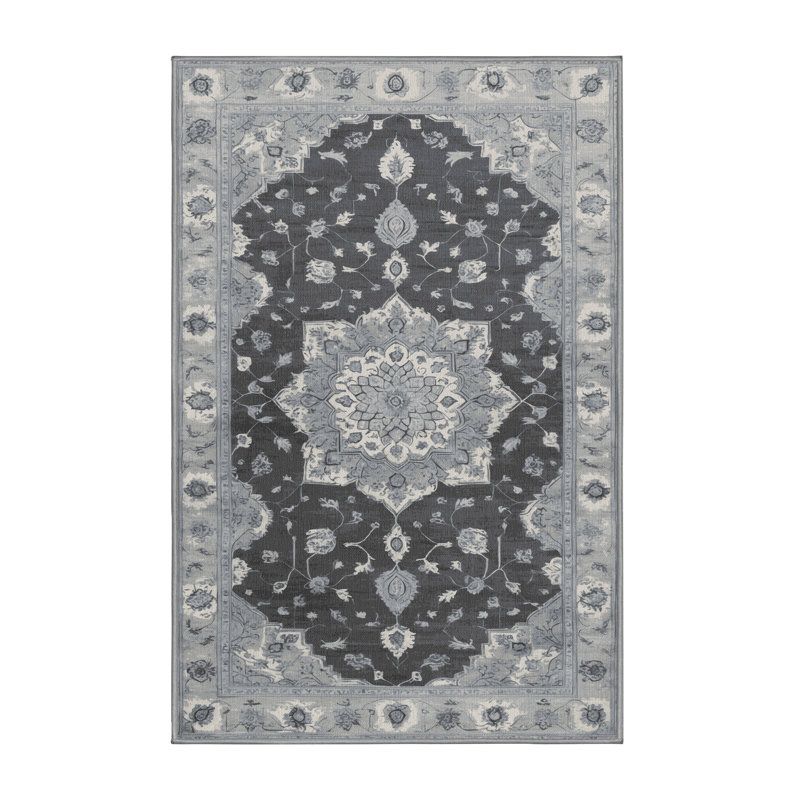 Machine Washable Tabriz Gray Area Rug
