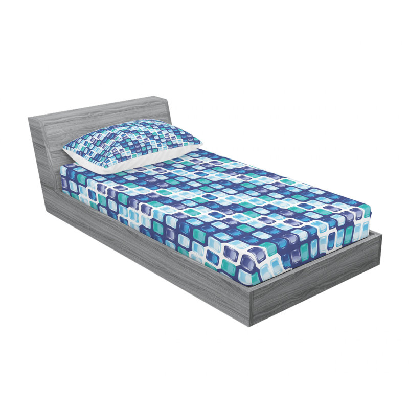 Microfiber Geometric Sheet Set, Twin XL Sheet Set with Fitted Sheet