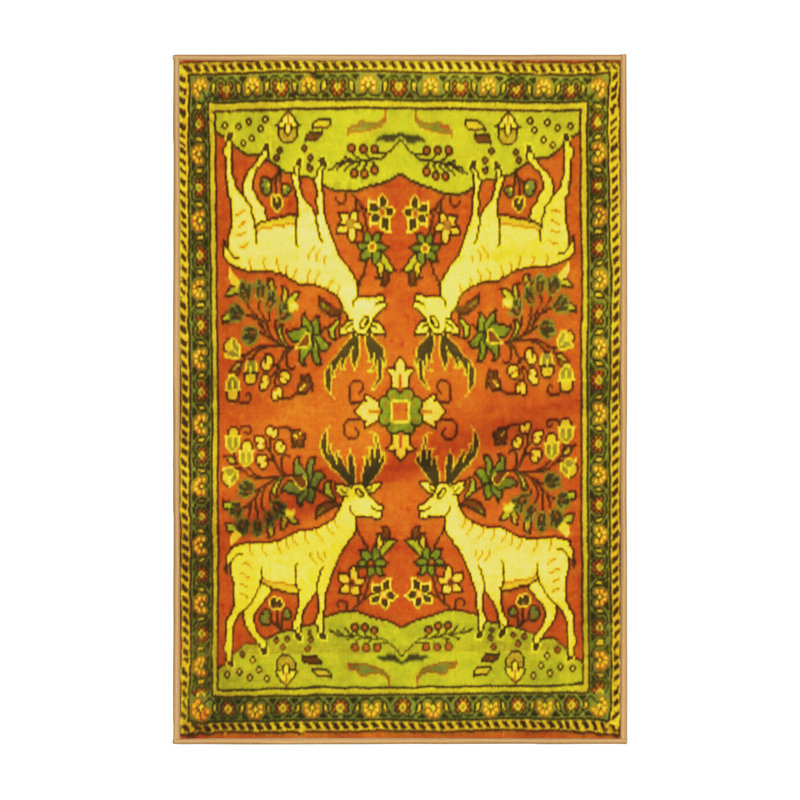 Tapis traditionnels jaunes lavables à la machine 3897, Rectangle 8 pi x 10 pi