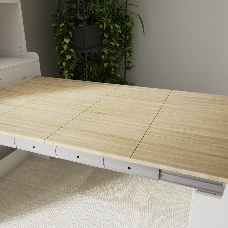 Natural Multifunctional Cupboard Foldable Dining Table, White, Natural Wood
