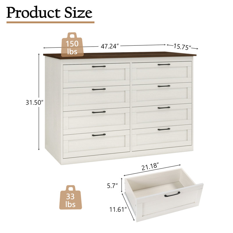 Farmhouse 8 Drawer Dresser
