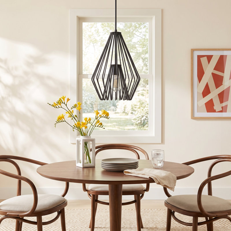 Frankie 1 - Light Unique/Statement Pendant, 15.75" H x 9.25" W x 9.25" D, Matte Black