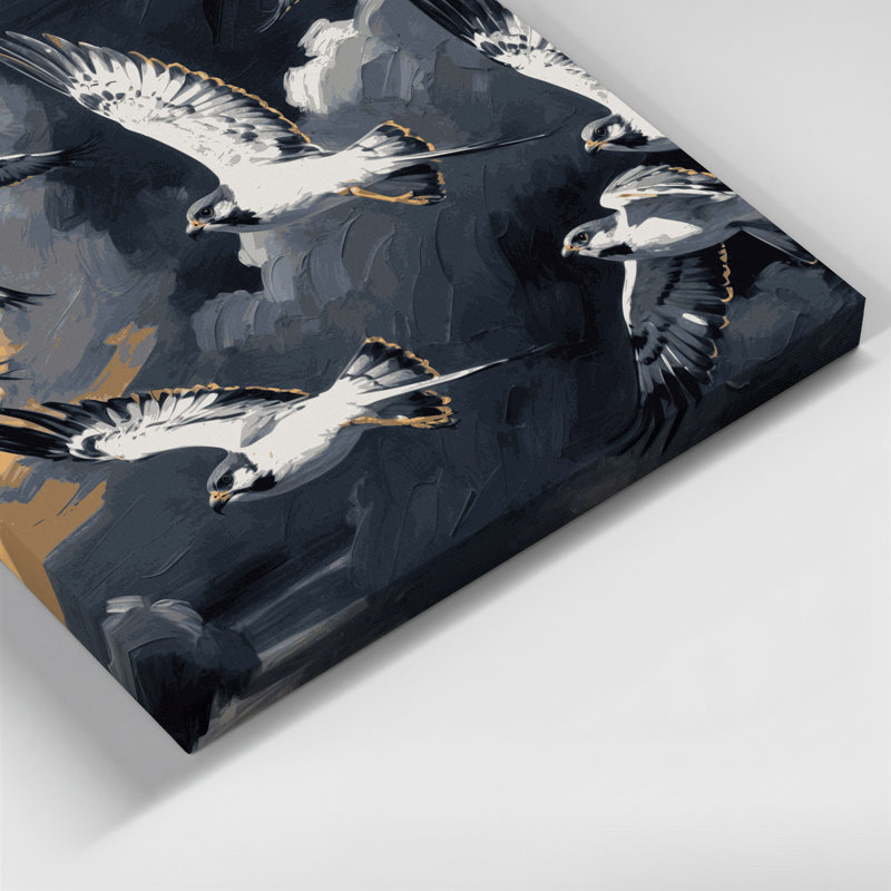 «Birds Northern Harrier», art mural sur toile grise, H 20 po x l 30 po