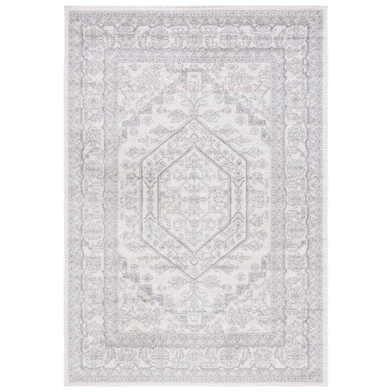 Tapis oriental ivoire / argenté Nuss, Rectangle 4 pi x 6 pi